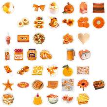 50pcs Orange Ins Style Minimalist Cartoon Cute Decorative Stickers For Tissue Box, Desktop Mirror, DIY - Multicolor - View 5