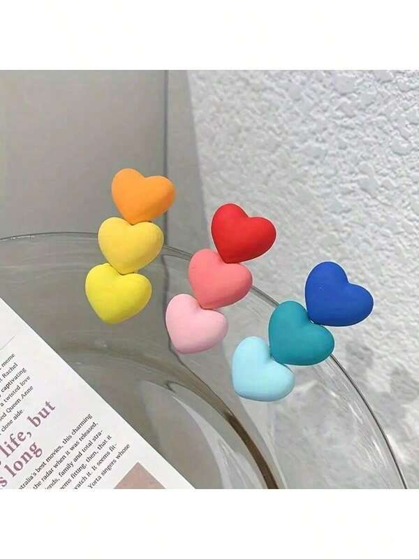 3pcs Matte Heart-Shaped Hair Clips For Women - Cute & Sweet Solid Color Duckbill Clip Hair Accessories,Valentine'S Day Gift Idea, Everyday Hair Accessory | Playful Accessory | Resin Construction