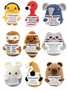 1 件可爱手工针织趣味钩针挂饰玩偶装饰带卡片、盆栽、卧室、办公室、客厅、家居、景观、汽车装饰、窗户装饰、家居装饰、毛绒玩具、积极土豆、针织填充动物、钩针毛绒礼物