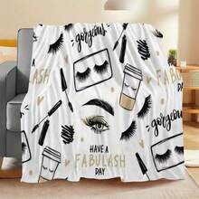 Luxurious Eyelash Print Flannel Throw Blanket - Ultra-Soft, Digital Printing, 280gsm, All-Season Comfort Polyester Blankets Great Gift For Friend, Family, Hypoallergenic Polyester For Sofa, Bed, Or Travel - Luxurious Eyelash Design|Soft Texture, Bedding Accessory | Cozy Home Decor | Hypoallergenic Fabric, Lash Print Decor - 多色10 - 查看 6