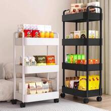 1pc Multi-Tier Rolling Cart Storage Rack, Bathroom Kitchen Bedroom Bedside Organizer Shelf For Groceries Vegetables Snacks
