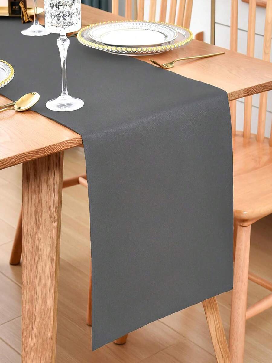 1 chiếc khăn trải bàn thanh lịch - Polyester, hình chữ nhật, màu trơn, thích hợp cho Halloween, nhà hàng phong cách mộc mạc, nhà bếp, phòng ăn, trang trí tiệc, trang trí nhà cửa, trang trí bàn trang điểm và mặt bàn, bộ bàn ăn thanh lịch, khăn trải bàn bền, trang trí bàn ăn - Màu xám đen - Xem 1