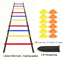 1 Set de Escalera de Agilidad Colorida de PP, para Entrenamiento de Velocidad, Escalera de Velocidad Horizontal Multisize con Conos, Equipo de Ejercicio de Técnica de Fútbol y Baloncesto, Equipo de Entrenamiento de Acondicionamiento Físico de Fútbol - Multicolor - Ver 11
