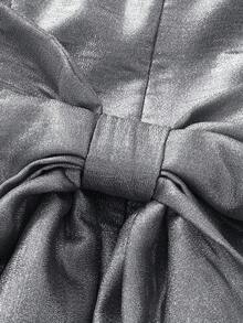 2025 New Sexy Sequin Design Slim Fit Off Shoulder Strapless Mini Dress, Chic Bow Accent, Metallic Coating, High Waist, Suitable For Christmas, Thanksgiving, Dates, Parties, Gatherings - Silver - View 7