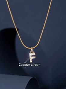 1 件时尚 14K 镀金不锈钢泡泡波西米亚风格 26 个字母 A-Z 吊坠和 26 件铜方晶锆石吊坠，金项链首饰，两种款式可选，适合女性四季日常佩戴 - 彩色 - 查看 4