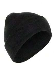 Winter Kit Hat And 01 Pair Of Plain Black Gloves One Size Adult Female And Male - 黑色 - 查看 3