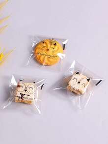 100 件/300 件卡通饼干包装袋，磨砂饼干零食单独小袋，透明可爱设计 - 棕色 - 查看 10