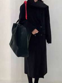 Dedoo 粗编织绳肩带托特包女2024新款通勤手提包大容量软皮单肩 - 黑色 - 查看 6