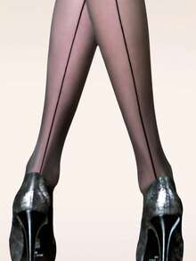 1pc Women's Casual Sheer Black Pantyhose, Cozy - Black - View 4