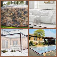 1Piece Multiple Size Specifications Clear Waterproof Tarpaulin Transparent Tarp Canopy Awnings Winter Plants Cover Greenhouse Film Tarp, Waterproof Tarpaulin, Clear Plastic Tarpaulin, Dustproof, Rainproof, UV Resistant Garden Coverage