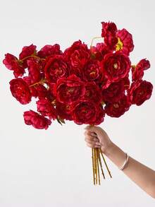 1/3/6 Stücke künstliche Seidenblumen 5-Kopf Lotus Faux Langstiel Pfingstrosen für Hochzeit, Feier, Zeremonie Dekoration, DIY Blumenarrangements, Wohnzimmer, Schlafzimmer, Esszimmer Dekoration