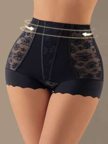 Culottes taille haute en dentelle avec contrôle du ventre pour femmes, sous-vêtements affinants sans couture, légers