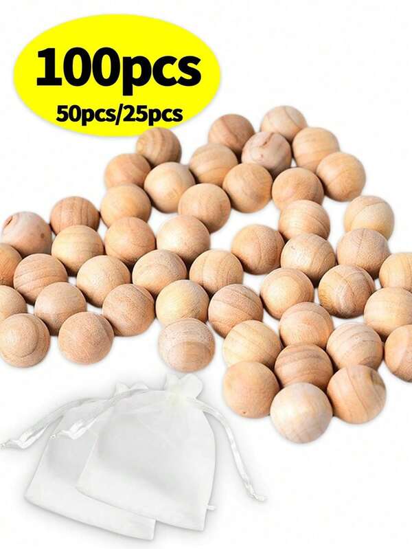100pcs/50pcs/25pcs Natural Camphor Wood Balls, 1.8cm, In Drawstring Mesh Bag, Insect Repellent, Natural Deodorizer, Anti-Mold, Suitable For Drawers, Storage Boxes, Wardrobe Fragrance, Valentine's Day/Birthday Gift For Girlfriend/Boyfriend