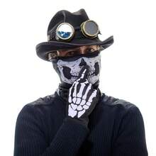 6pcs Halloween Skeleton Print Gloves, Non-Slip Funny Gloves For Personalized Role Play, Horror Skeleton Claw Gloves, Full Finger Short Gloves, Costume, Anime Cosplay Party Accessories, Black