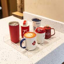 Large Acrylic Tray With Handle, Transparent Acrylic Tray For Holding Food, Drinks, Snacks And Appetizers, Rectangular Tray, Coffee Table Tray, Acrylic Makeup Storage Box