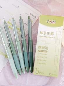 5 支装 0.5 毫米 ST 中性笔，渐变笔尖，多色，可伸缩笔，快干 0.5 黑色笔，适合学生考试、办公室工作和商务签名，返回学校