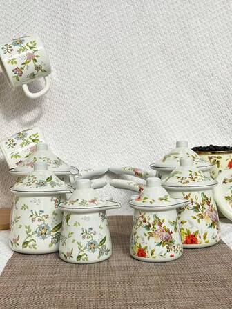 1 Juego de Tetera de Café de Estilo Vintage con Asa Única y Pico de Halcón. Es Multipropósito y Calentable, Adecuado como Mini Olla para Leche, Embudo de Café, Olla para Mantequilla, Olla para Fideos Instantáneos o Olla para Salsa. Este Juego de Utensilios de Café de Estilo Europeo es un Regalo Ideal para Familiares y Amigos en Festivales o Cumpleaños