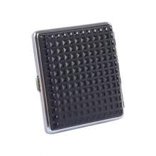 1 husă de țigară din piele premium, elegantă, texturată, cu cadru din oțel inoxidabil de înaltă duritate, accesorii pentru fumat.