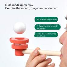Wooden Children's Suspension Blowing Ball Classic Nostalgia Blowing Balloon Suspension Ball Game Sensory Integration Training Toy Children's Wooden Suspension Blowing Ball Tool Blowing Fun Lung Capacity Training Game Doll Intelligence Toy Exercising Oral Muscles Practice Blowing Toy - Multicolor - View 5