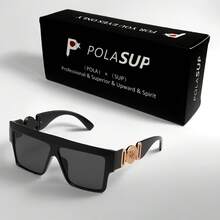 POLASUP 2 piezas Gafas de moda de hombre con montura gruesa, estilo retro y remaches, color negro, adecuadas para la playa, la piscina, las vacaciones, al aire libre, de moda y - 2 juegos (marco negro/gris completo/accesorios dorados M) (sin caja) - Ver 2
