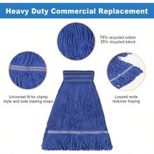 3 Pack Reusable Cleaning Heavy Duty Mop Heads Commerical Replacement Mop Heads Suitable For Heavy Commercial Industrial Residential Areas Blue Cotton Looped Replace Mop Head Deep Blue - 深藍 - 查看 2