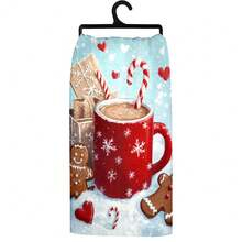 1 set/1 pieza/2 piezas Toallas de cocina y paños de cocina con estampado de hombres de jengibre navideños, adecuados para decoración de interiores en restaurantes, cocinas y baños, decoración de fiestas, regalos navideños y también pueden ser entregados como regalos de Navidad