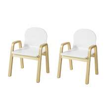 SoBuy KMB24-Wx2 Set Of 2 Height-Adjustable Chairs With Armrests And Backrest, White, Seat Height 23-35 Cm - White - View 1