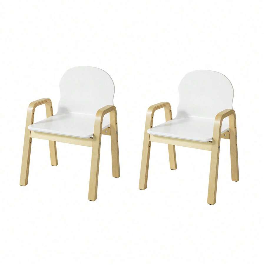 SoBuy KMB24-Wx2 Set Of 2 Height-Adjustable Chairs With Armrests And Backrest, White, Seat Height 23-35 Cm - White - View 1