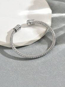 1pc Elastic Stainless Steel Men's Bracelet - Silver - View 1