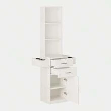 Salon Station For Hair Stylist, Salon Station With Barber Cabinet, Hair Stations Equipment Hair Dryer Holder, Drawers, Storage Cabinet For Hair Styling, White/ Black/ Pink - trắng - Xem 7