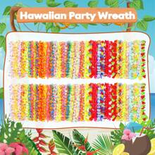 55 Pcs Artificial Hawaiian Flower Wreath Necklace, Hawaiian Theme Party Garland For Summer Beach Party, Wedding, Birthday Decorations Supplies,For Holiday Wedding Beach Birthday Decorations Party Supplies Wreaths Headbands Holiday Wedding Beach Birthday Decorations (Random Color)