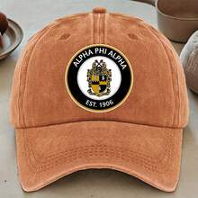 Alpha Phi Alpha Fraternity Washed Baseball Cap, Polyester, Adjustable Size, Lightweight, Printed Occasion Theme, Machine Washable, Multi-Color Options - 黑色 - 查看 7
