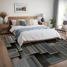 Thảm trải sàn cao cấp màu đen và vàng, họa tiết hình học 3D, đế TPR cao cấp 800g có thể giặt được, hình chữ nhật mềm mại, hiện đại, thích hợp cho ngoài trời, lối vào, phòng khách, phòng ngủ, phòng giặt, phòng tắm, phòng chơi game, thảm cỡ lớn dùng được cả bốn mùa, trang trí nhà cửa. - Nhiều màu 1 - Xem 5