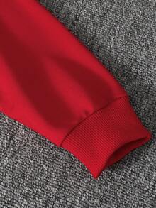 2 pezzi/set Felpa girocollo a maniche lunghe con stampa Fashion76 e pantaloni lunghi con patchwork, outfit sportivo casual, moda e personalizzato, adatto per attività all'aperto, 7-11 anni