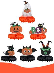 6Pcs Halloween Honeycomb Centerpieces,Happy Halloween Table Ornament Including Pumpkin,Ghost,Black Cat And Joker StyleHalloween Party Favors,Trick Or Treat Decorations For Halloween,Table Centerpiece,Halloween Home Decor,Fall Party Supplies,Halloween Decorations,Halloween Gifts