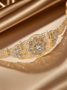 1set Morocco Belt & Crystal Brooch & Earring Set, Algerian Wedding Bridal Jewelry Gift