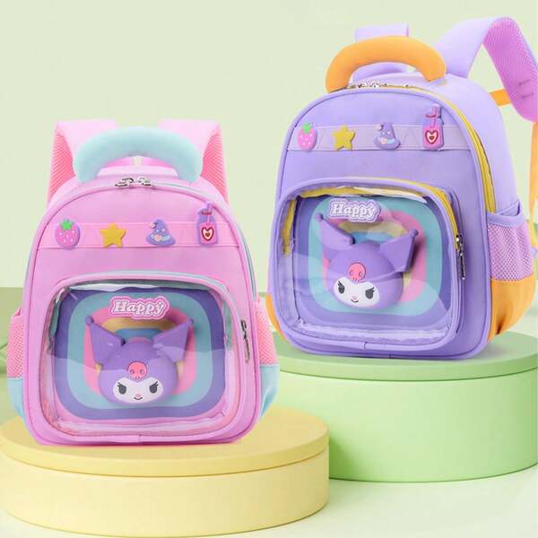 Sanrio Cartoon Kuromi Backpack For Girls, Lightweight School Bag For Kindergarten/Elementary Students