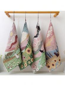 2/4pcs Set Jacquard 4-Layer Gauze Towels, Absorbent Thick Soft Non-Shedding Towels For Home & Travel Shower Towels For Beaty Salon, Hotel Sports, Home Essentials, Towel, Skin Care - Multicolor - View 2