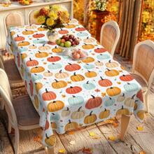 1pc Halloween Pumpkin Digital Print Tablecloth, Rectangular Durable Polyester Fabric, Suitable For Home, Kitchen, Garden, Holiday Parties, Weddings, Restaurants And Banquet Decorations, Wedding Season Autumn Decor - Multicolor - View 4