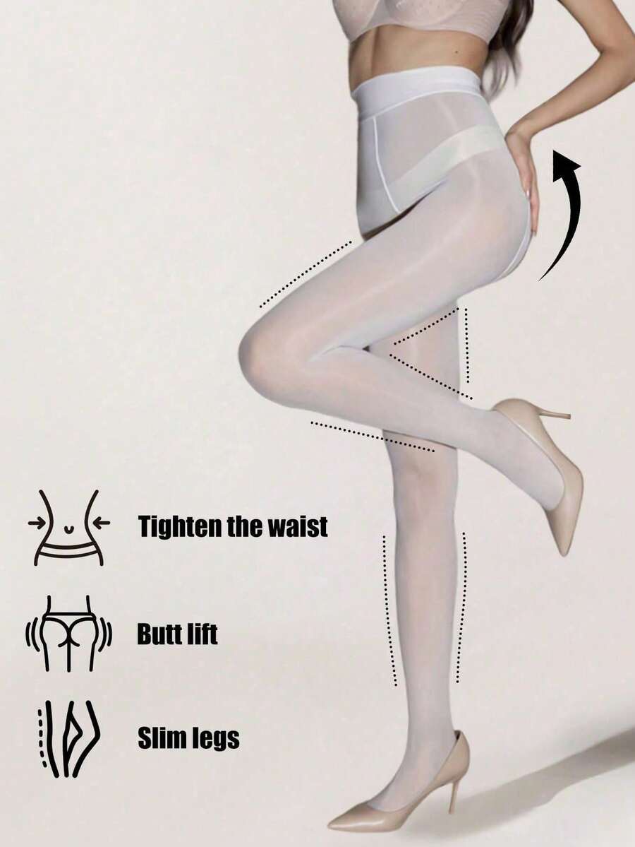 高腰马油袜，闪亮防勾丝袜，女士性感极光无缝连裤袜。 - 彩色 - 查看 1