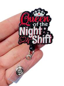 Night Shift Queen Retractable D Card Holder Reel With Cute Cartoon Design, Nurse Hospital Badge Holder Office Lanyard 1pc - A - View 4