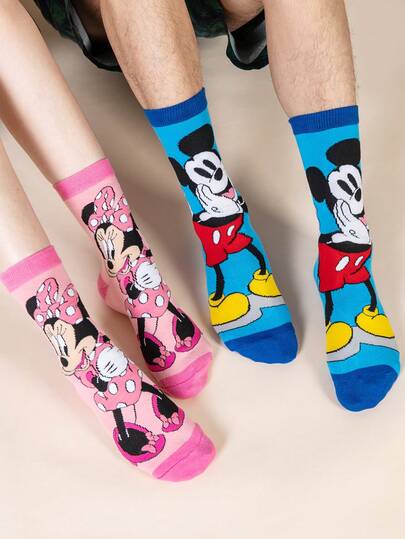  1/2 pares de calcetines de media pierna con estilo de Halloween, absorbentes del sudor y transpirables, regalos de pareja para fiestas y uso casual diario, calcetines de Disney