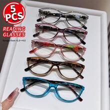 5PCS Women's Cat Eye Floral Reading Glasses - Comfortable Spring Hinge Eyewear Set - Nhiều màu - Xem 12