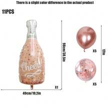 11PCS Champagne Bottle Aluminum Film Balloon, 12 Inch Rose Gold Sequined Latex Balloons Set, Birthday Party Bridal Showers Wedding Anniversary Decorative Props Valentine's Day, Mother's Day, Graduation