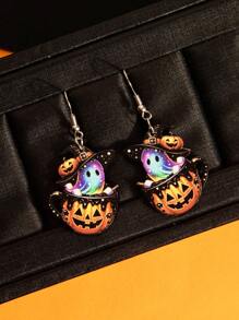 1 对 2D 亚克力万圣节耳环，彩虹魔法鬼南瓜杯亚克力耳环，万圣节耳环配件