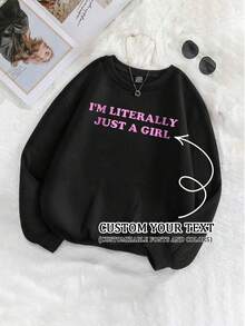 Autumn And Winter, Thickened Sweatshirts Customized Women's Sweatshirt Customization - Add Your Text, Christmas Gifts, Thanksgiving Gifts - Add Your Own Text (Slogan/Meme/Name/Company Logo/Nickname/Famous Saying/Funny Sentence/Personal Name/Number) Choose Your Favorite Color And Font, Design Your Own Print Personalized Long Sleeve,