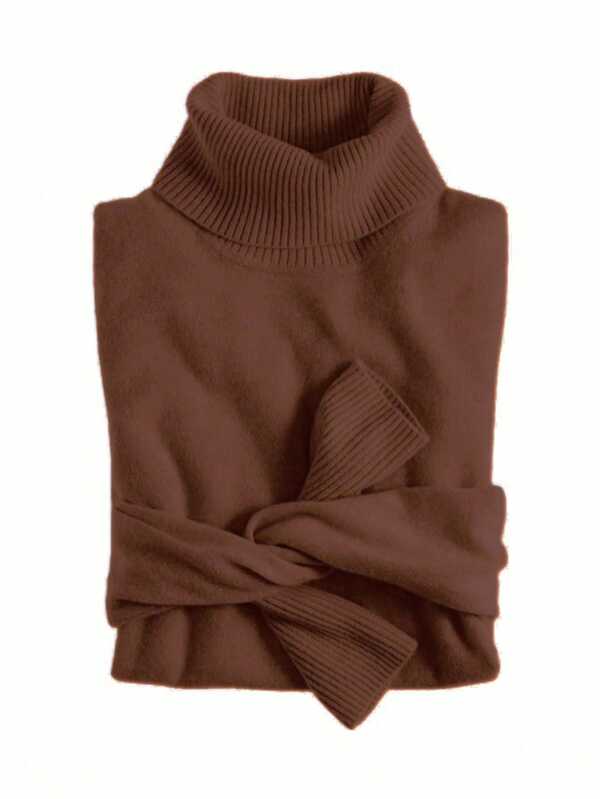 MONNEI Blusa suéter sólido gola alta Malha Tricot cacharrel Poliéster