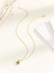 1 件可爱水果系列樱桃和西瓜吊坠不锈钢项链，适合女性日常佩戴、节日、约会、派对、礼物