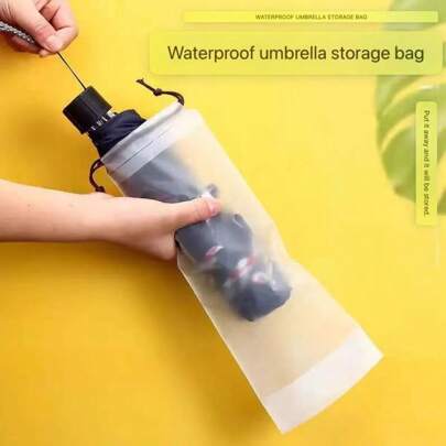 20pcs/10pcs/5pcs/2pcs/1pc Matte Translucent Plastic Bag, Umbrella Storage Bag, Reusable Portable Umbrella Drawstring Storage Cover, Home Storage Organizer Umbrella Storage Bag, Waterproof Drawstring Bag, For Outdoor Storage, Car Harness Cover, Bag, Umbrella Cover, Umbrella Bag, Semi Transparent Bag