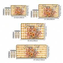1 Stück Thanksgiving Rustikaler gelber Karomuster & Gänseblümchen Muster Fußmatte, weich rutschfest saugfähig waschbar Küchenmatte, festliche gemütliche Eingangsmatte, rechteckiger Florteppich Feiertags-Heimdekoration für Wohnzimmer, Schlafzimmer, Küche, Waschraum, Badezimmer
